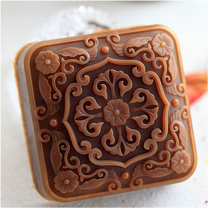 Square Tile Flower Pattern Handmade Soap Bar Mould DIY Crafts