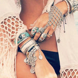 Bohemian Metal Lace Finger Bracelet Festival Turkish Slave Bracelets Gypsy Tribal