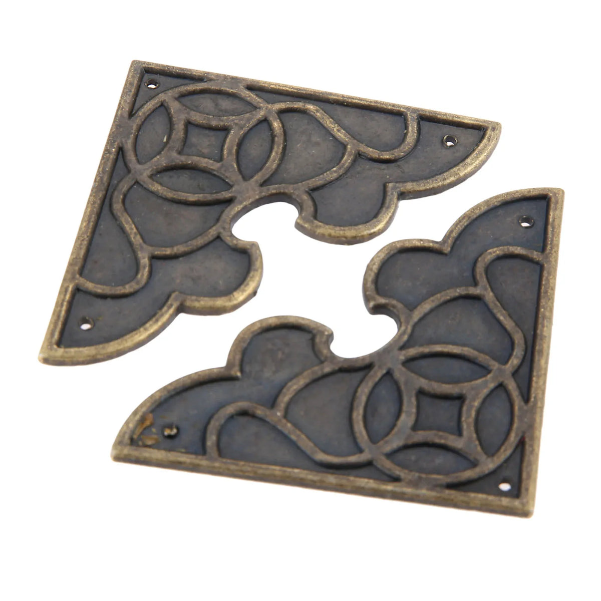 Two Decorative Metal Box Corners 54mm Furniture Jewellery