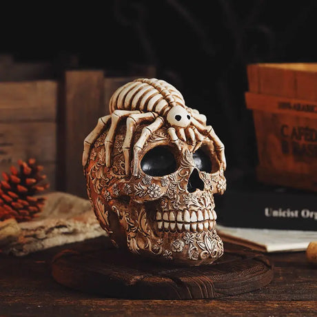 Skull And Spider Resin Statues Skeleton Dark Academia Home Office Desk Decor Halloween Party Decoration