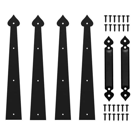 Steel Door Hardware Kit Decorative Carriage House Mounted Hinges Handles