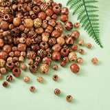 300Pcs Boho Printed Wood Beads Large Hole DIY Jewellery Making