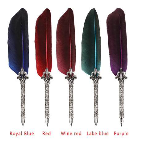 Feather Calligraphy Dip Pen Writing Set with 5 Nibs