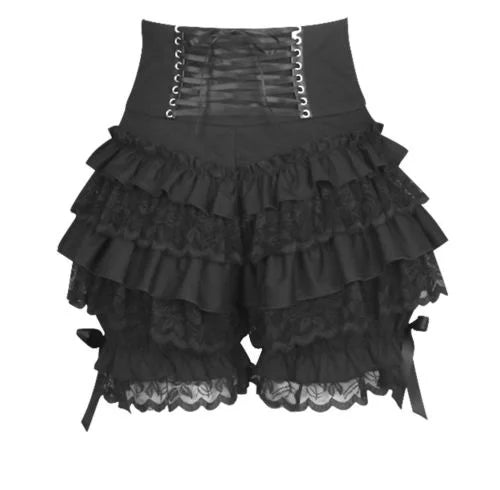 Red and Black Gothic Steampunk Lolita Ruffle Lace Cotton Bloomers