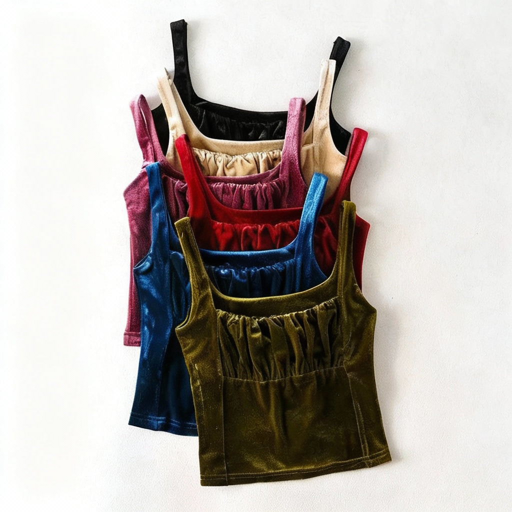Velvet Tank Tops Y2k Medieval Casual