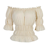 16 Colours Medieval Renaissance Blouses Off Shoulder Steampunk Cosplay Pirate Shirt Corset Top