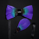 Men's Bow Tie & Pin Set Handmade Natural Feather Gift Box