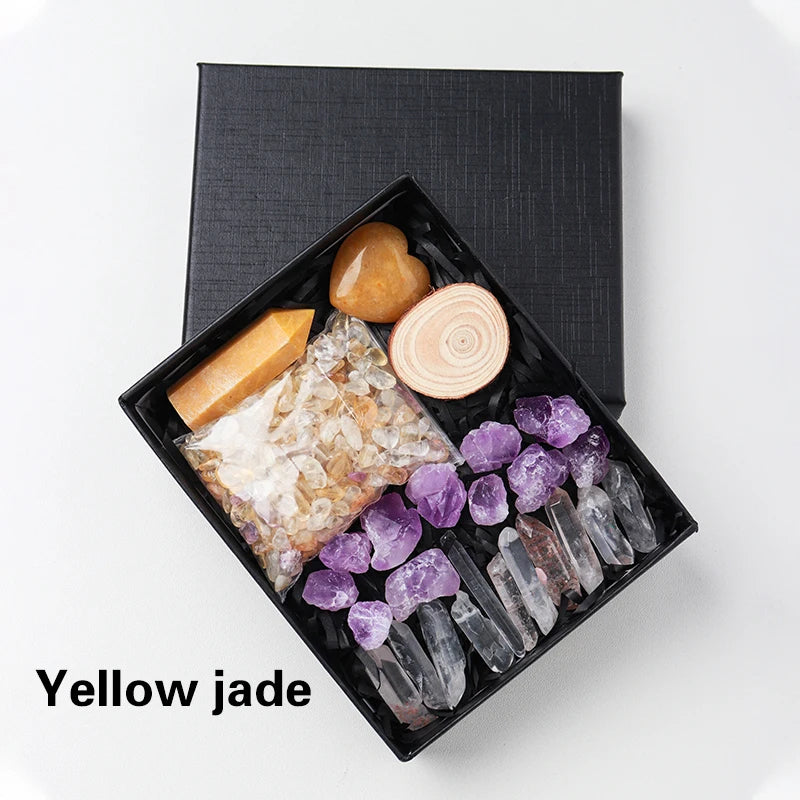 Natural Crystal Gift Sets Amethyst Clear Quartz Rose Quartz Gifts Box