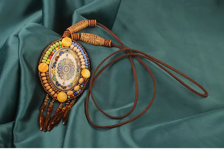 Handmade Beaded Leather Boho Necklaces