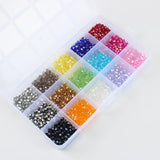 3 4 6mm Bicone Crystal Beads Box Multi-faceted Set 15 Grid Loose Spacer Kit for Jewellery Making DIY
