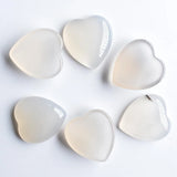 Twelve Natural Stone Heart Shape Cabochons for Jewellery Making 25mm
