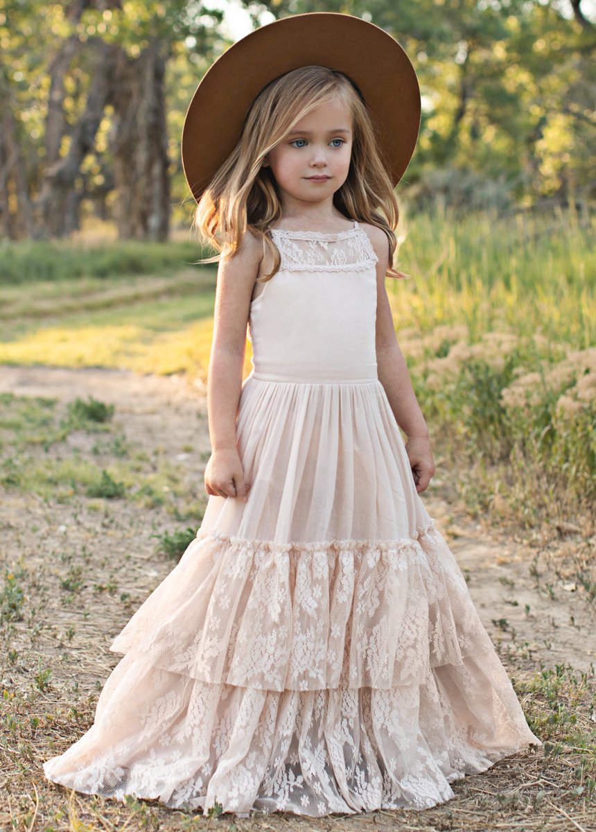 Girls Maxi Lace Chiffon Photoshoot Dresses For 3-15 Years