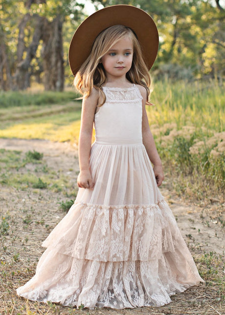 Girls Maxi Lace Chiffon Photoshoot Dresses For 3-15 Years