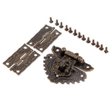3pcs/set Antique Bronze Padlock Wood Box Latch Hasp Hinge Furniture Hardware