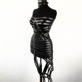 Gothic Faux Leather Long Black Strapped Corset Skirt
