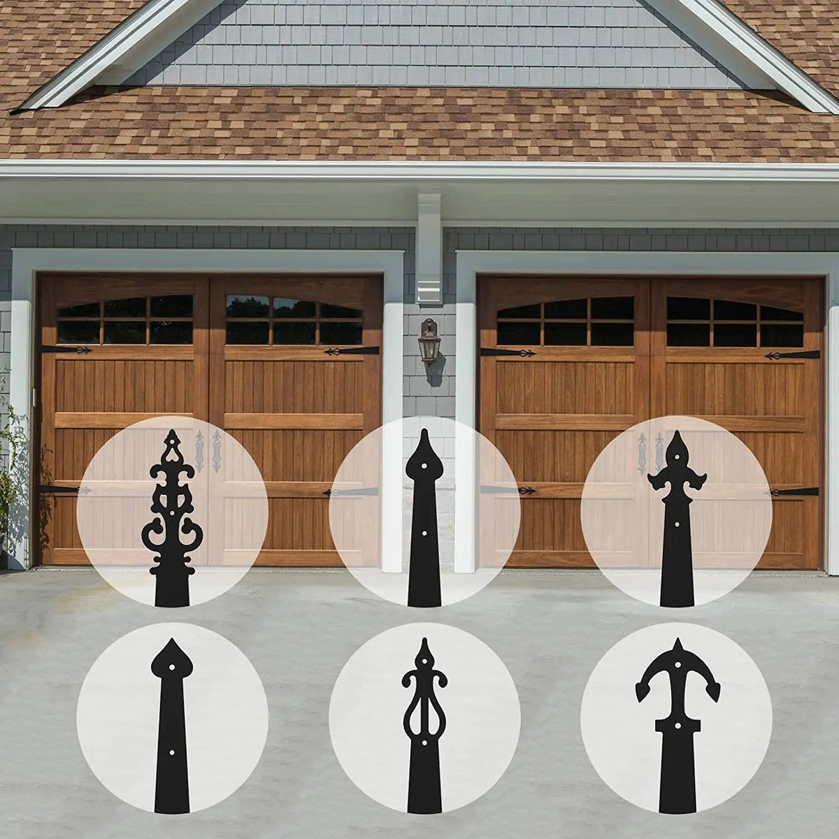 Steel Door Hardware Kit Decorative Carriage House Mounted Hinges Handles