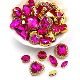 50pcs/Bag Shiny Mixed Shape Sew On Glass Rhinestone Gold Claw Crystal Buckle DIY Decoration 24 Colours