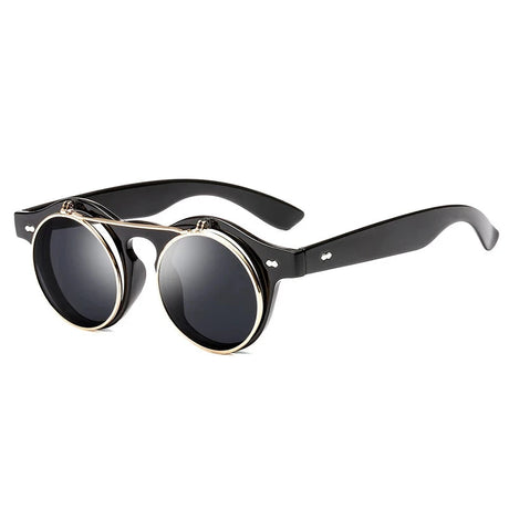 Round Steampunk Flip Up Sunglasses