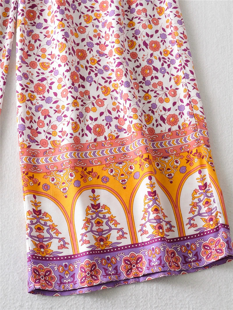 Maysoon's Boho Two Piece Set Wide Leg Pants & Crop Top