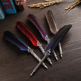 Feather Calligraphy Dip Pen Writing Set with 5 Nibs