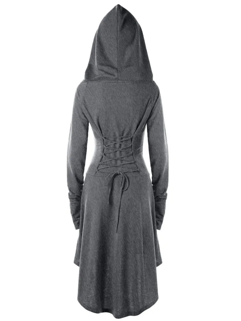 Archer's Goblincore Hooded  Lace Up Tunic Dress