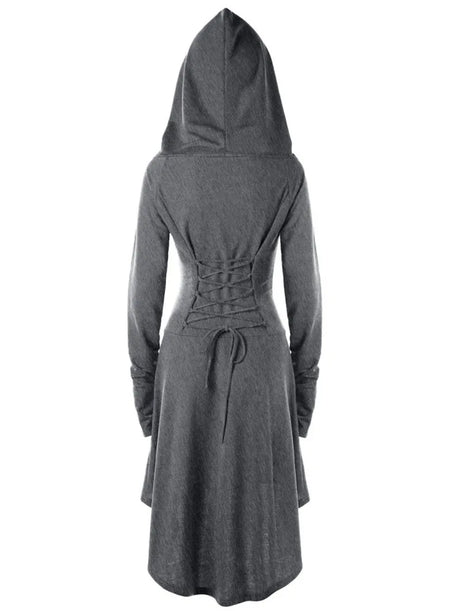 Archer's Goblincore Hooded  Lace Up Tunic Dress