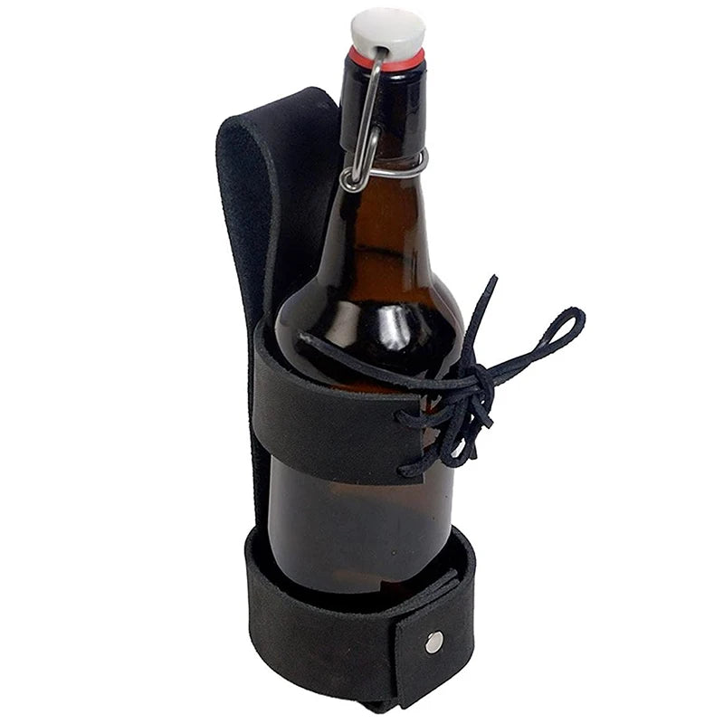Steampunk Faux Leather Beer Bottle Holster Belt Pouch Drink Holder Larp Accessory