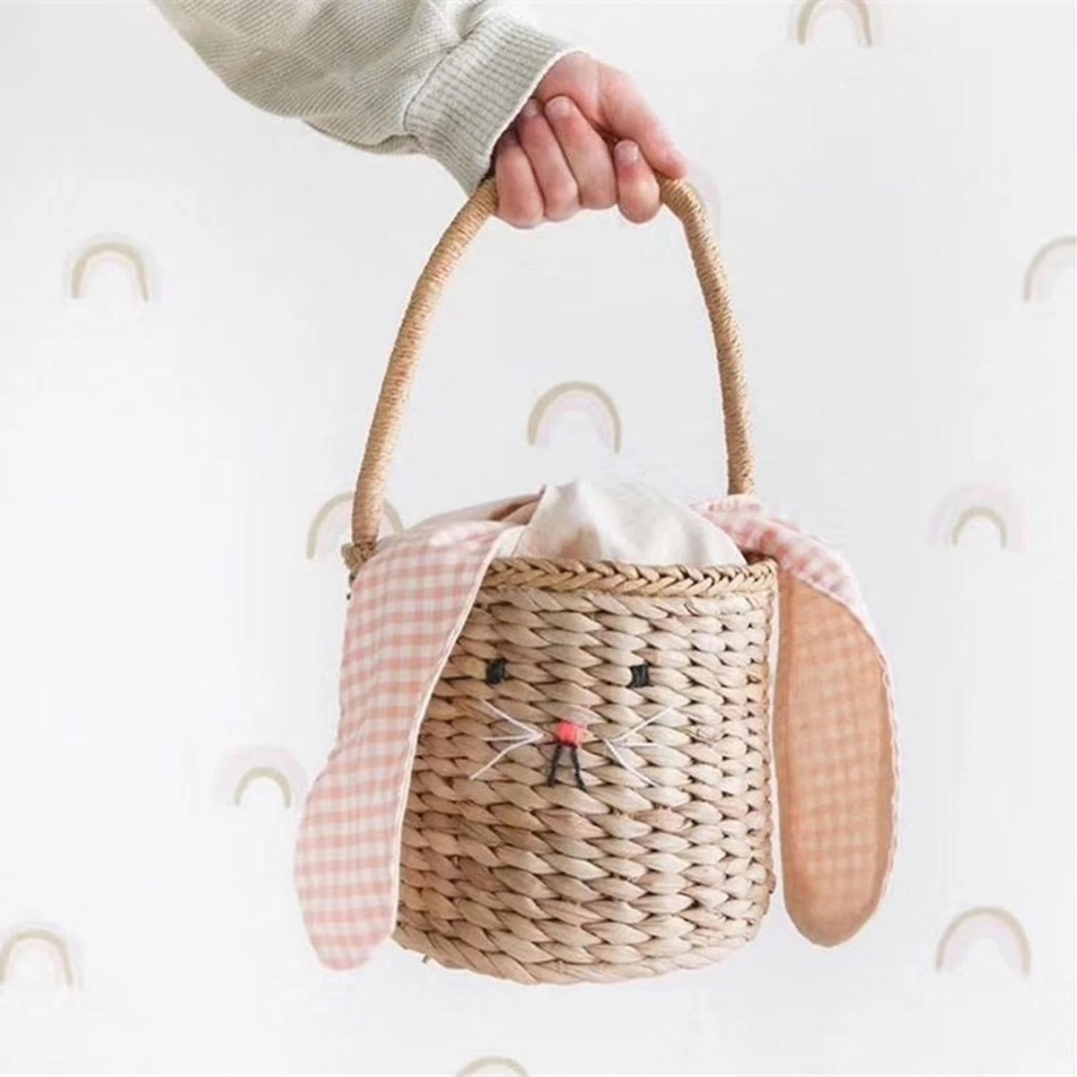 Easter Bunny Straw Basket Easter Egg Hunt