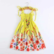 Summer Boho Girls Beach Dress 2 - 12 Years With Necklace Gift