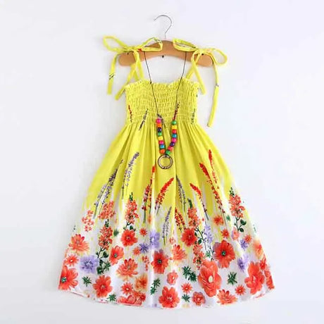 Summer Boho Girls Beach Dress 2 - 12 Years With Necklace Gift
