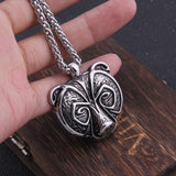 Stainless Steel Viking Bear Necklace Men's Gift with Wooden Box