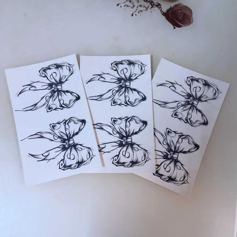 Dark Bow Temporary Tattoos Body Art