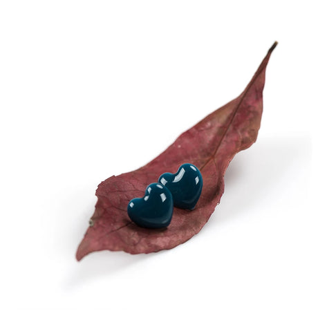 Ceramic Love Heart Stud Earrings 9 Colours