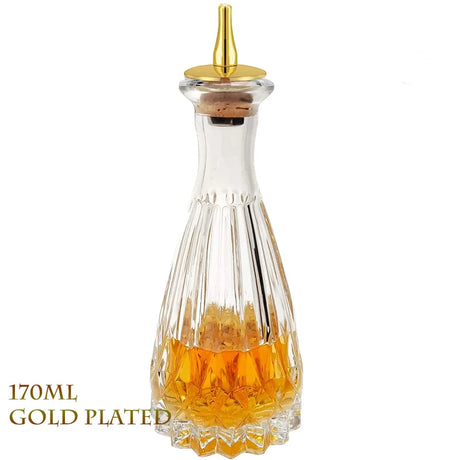 Cocktail Bitters Bottles Vintage Glass Design with Cork and Stainless Steel Dasher Tops