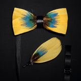Men's Bow Tie & Pin Set Handmade Natural Feather Gift Box