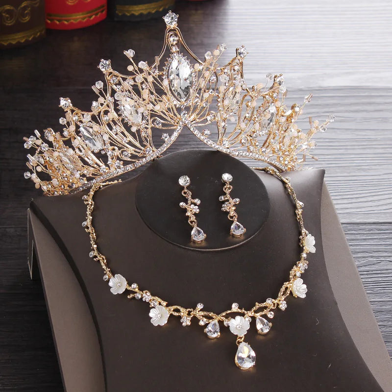 Bridal Jewellery Set - Crown, Earrings & Necklace.
