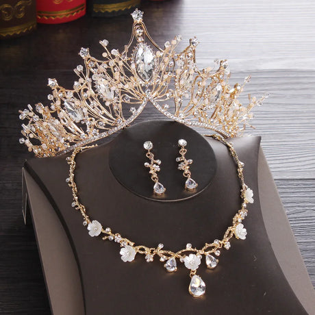 Bridal Jewellery Set - Crown, Earrings & Necklace.