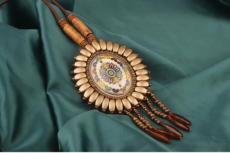 Handmade Beaded Leather Boho Necklaces