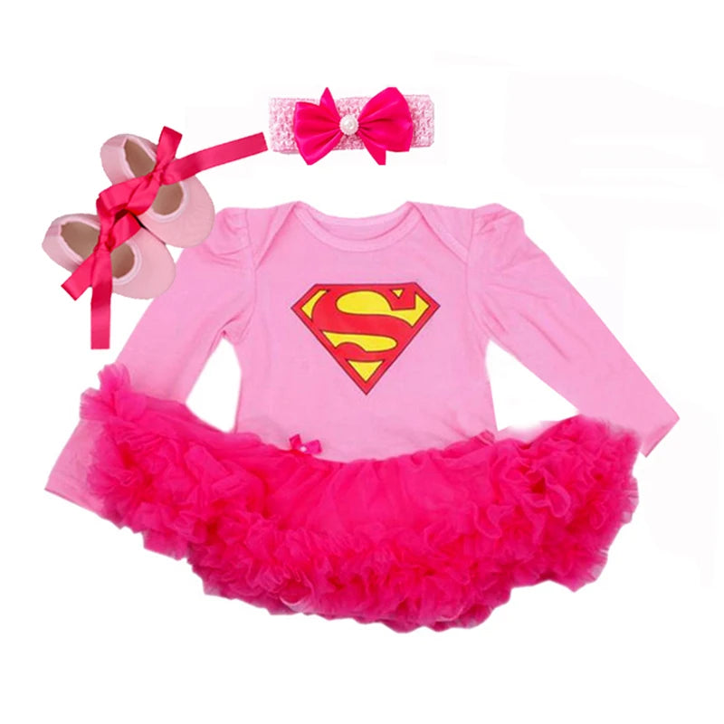 0-2Y 3pcs Girl Baby Superhero Suit Costume Newborn Clothing Sets