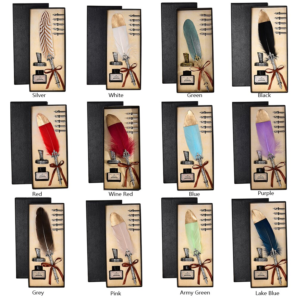 Calligraphy Feather Quill Fountain Pen Set Gift Box