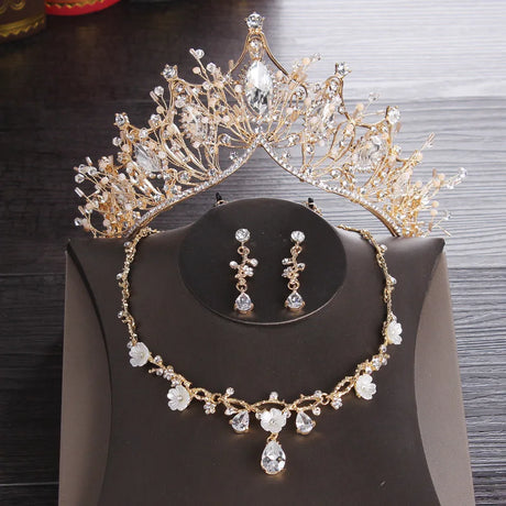 Bridal Jewellery Set - Crown, Earrings & Necklace.