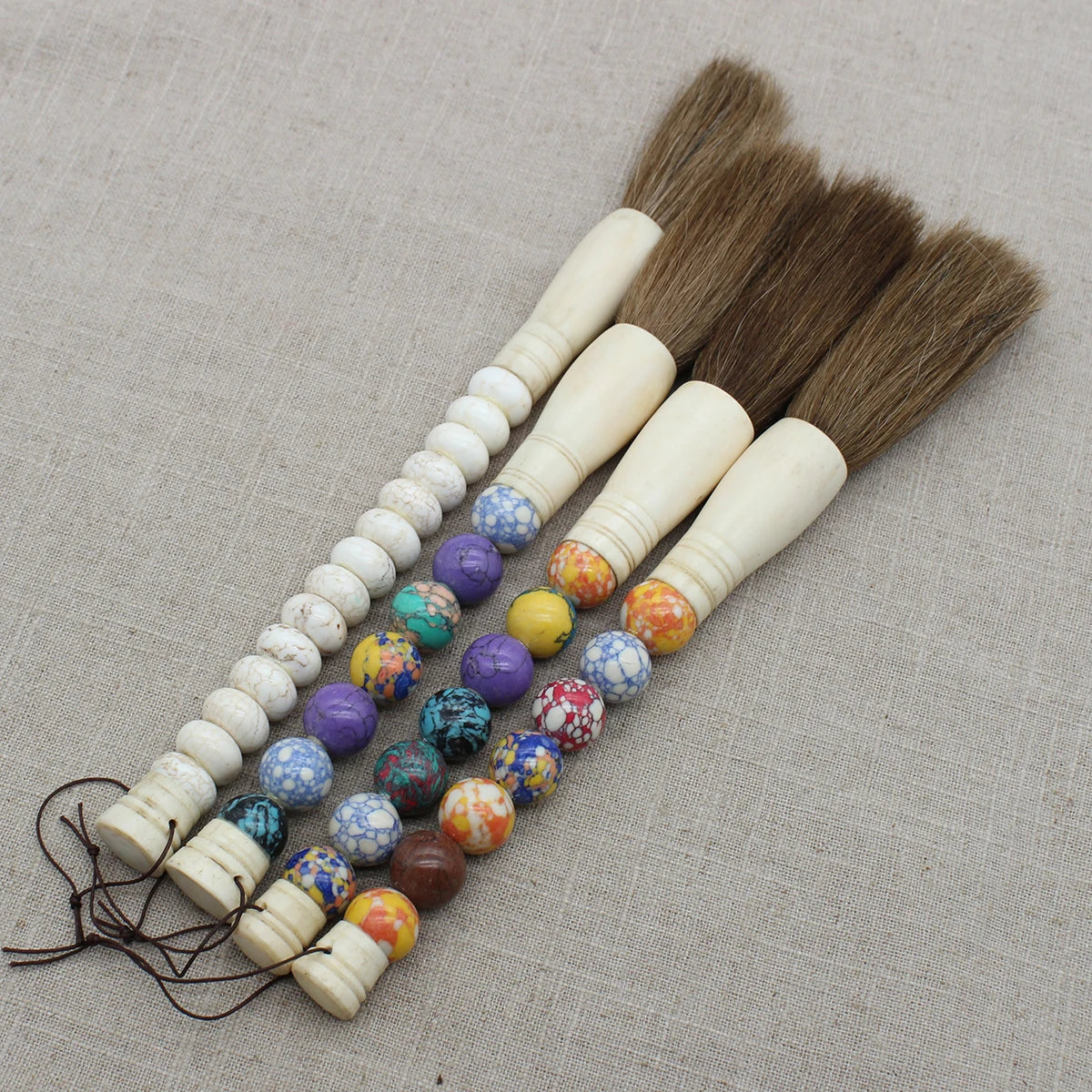 Decorative Pearl and Stone Calligraphy Artist Brushes
