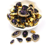 50pcs/Bag Shiny Mixed Shape Sew On Glass Rhinestone Gold Claw Crystal Buckle DIY Decoration 24 Colours