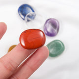 Set of Natural Oval Thumb Worry Stones Seven Chakra Crystal Set