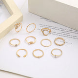 Boho Moon Heart Set of Ten Rings