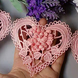 Ten Embroidered Cotton Lace Heart Flowers Lace Ribbon Trim