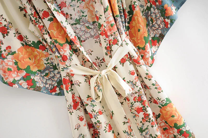 Annie's Floral Print Long Kimono
