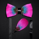 Men's Bow Tie & Pin Set Handmade Natural Feather Gift Box