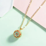 Flower Bell  Enamel Harmony Sound Ball Mexican Bola Pendant Necklace