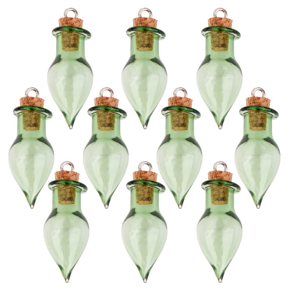 Ten Green Vial Bottles DIY Jewellery Making